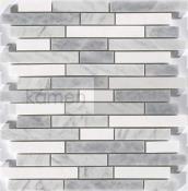 Kamenné obklady - obkladové pásky - Strippes Staggerblend Thasos/Bianco Carrara/Turkish Grey Kamenné obklady - obkladové pásky - Strippes Staggerblend Thasos/Bianco Carrara/Turkish Grey